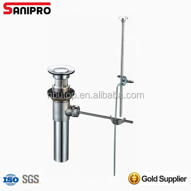 SANIPRO 1 1/4'' Brass Pop-up lavatory Drain CP complete assembly