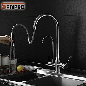 SANIPRO Purified Kitchen Faucet 360 Degree Rotation Hot Cold Water Deck Mounted Pure Water Chrome Filter Sinks Mixer Tap