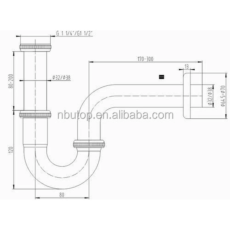 Sanipro competitive brass trap P shape siphon for wash basin