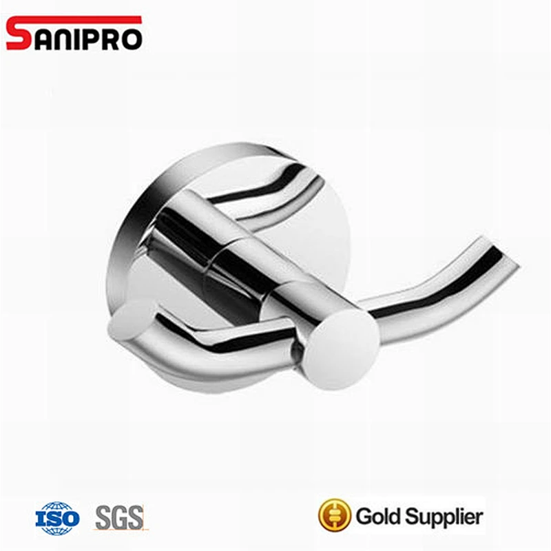 Metal brass hotel style towel hooks for bathrooms