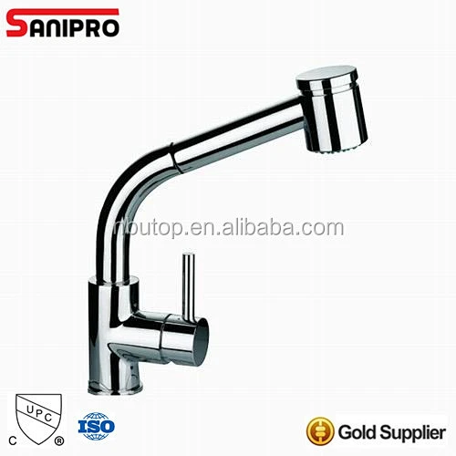 Sanipro chrome plating single lever faucet kitchen faucet with with pull out spout with UPC