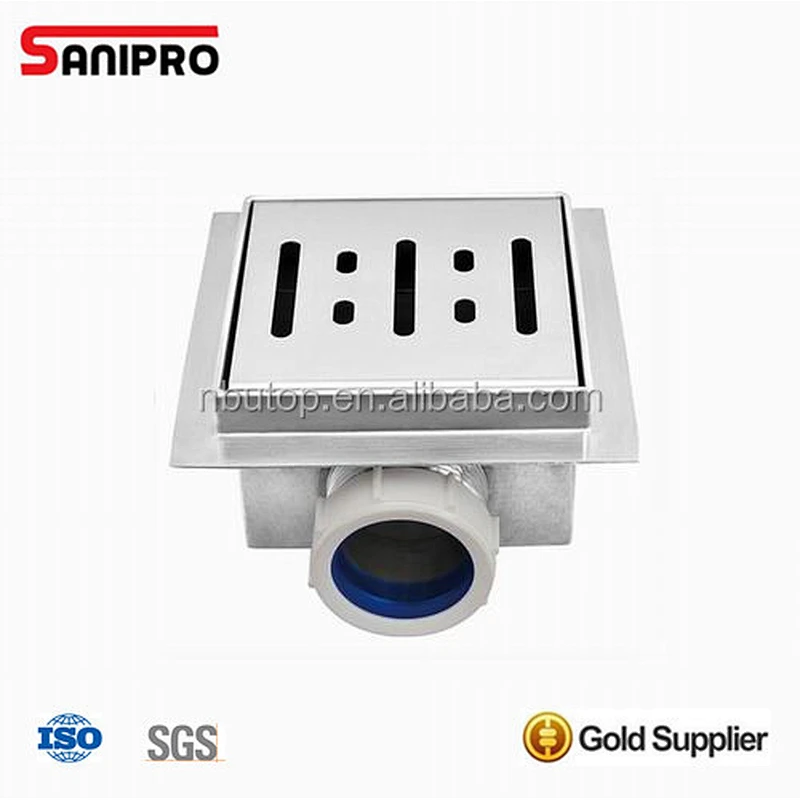 Chrome plated square plumbing floor drain