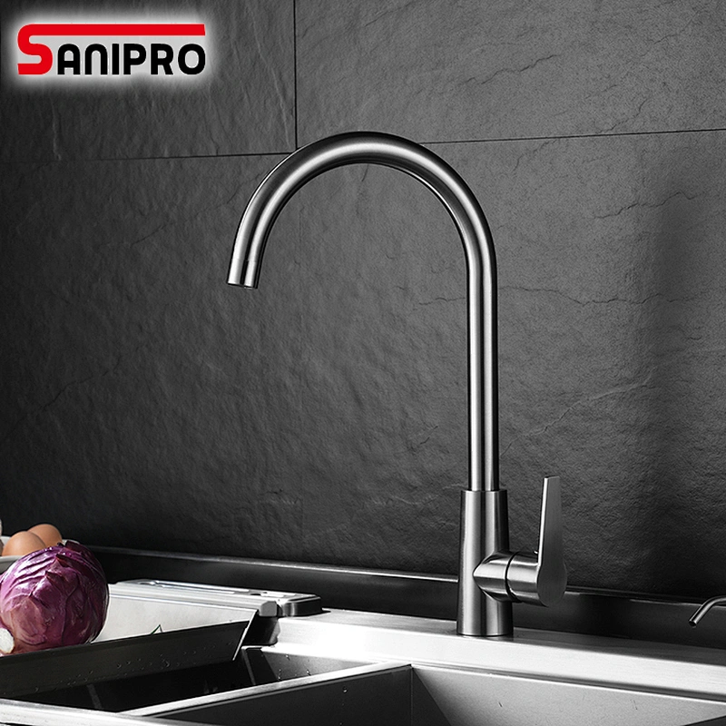 Sanipro SUS304 Stainless steel Faucet Kitchen Cold&Hot Water Tap Stainless Steel Kitchen Sink Faucet
