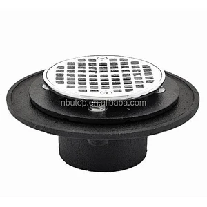 NO hub shower drain with 4 1/4 square brass strainer CP