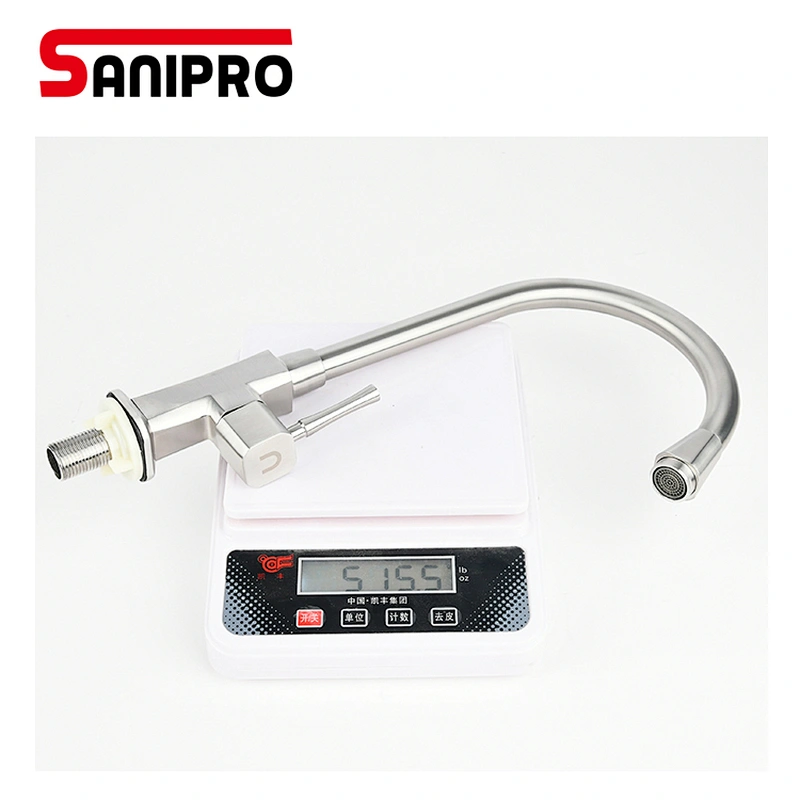SANIPRO Stainless Steel Single Cold Kitchen Faucet SUS304 Kitchen Sink Water Handle Mixer Tap Kitchen Shower Faucet