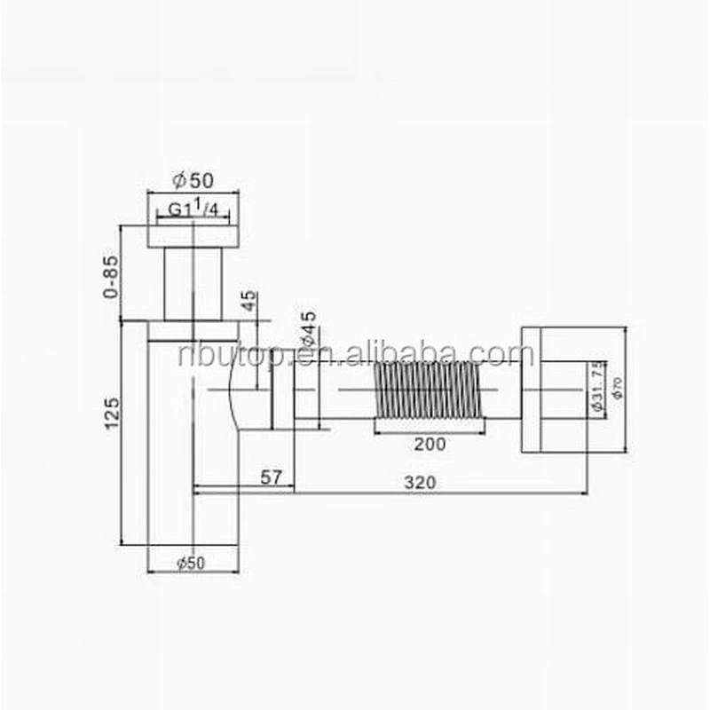 1 1/4'' Brass Bottle Trap with Flexible Pipe