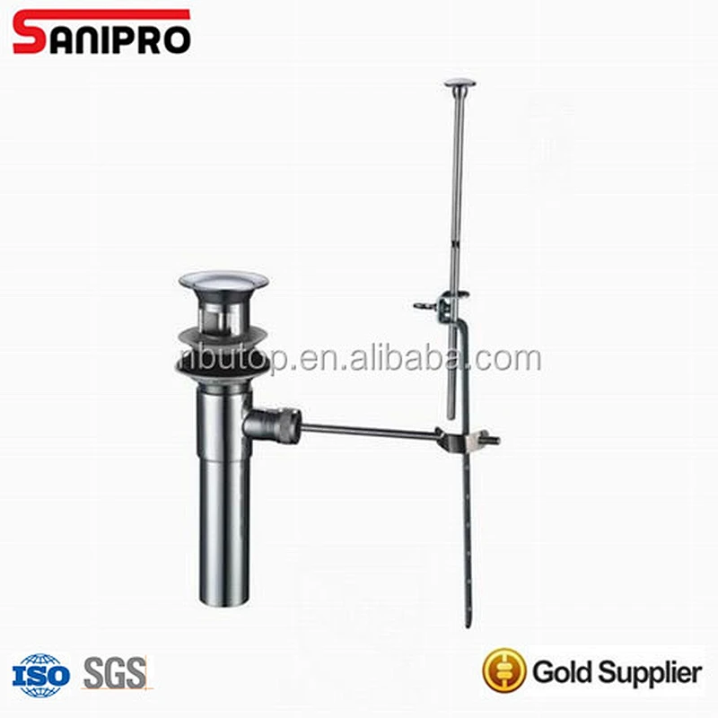 SANIPRO 1 1/4'' Brass Pop up Sink Drain CP complete assembly Polishing passed UPC