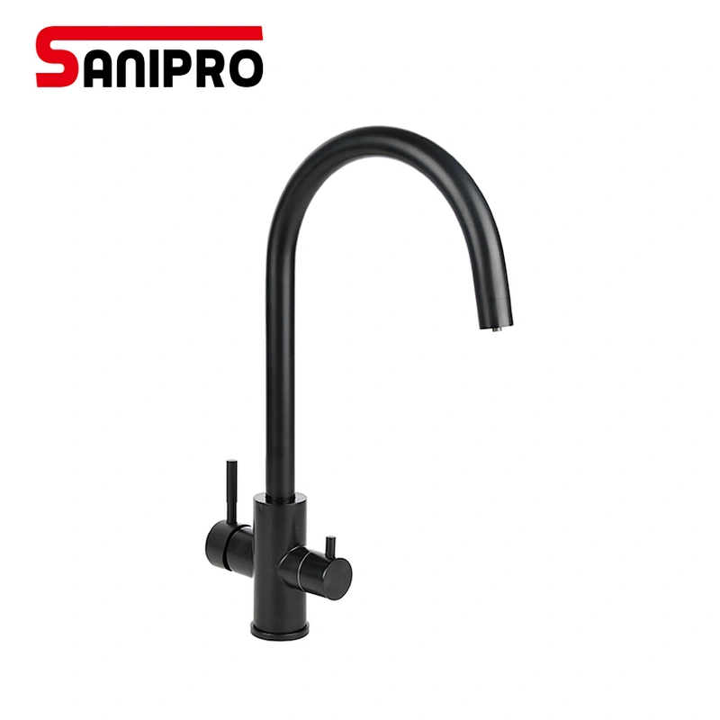 Matt Black Kitchen Faucet Stainless Steel Electrophoresis Black  Kitchen Faucet