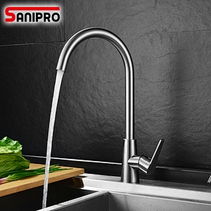 Sanipro SUS304 Stainless steel Faucet Kitchen Cold&Hot Water Tap Stainless Steel Kitchen Sink Faucet
