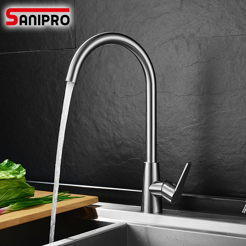 Sanipro SUS304 Stainless steel Faucet Kitchen Cold&Hot Water Tap Stainless Steel Kitchen Sink Faucet