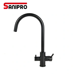SANIPRO New Black Kitchen sink Faucet mixer 360 Degree Rotation Water Purification tap Dual Handle Water Faucet