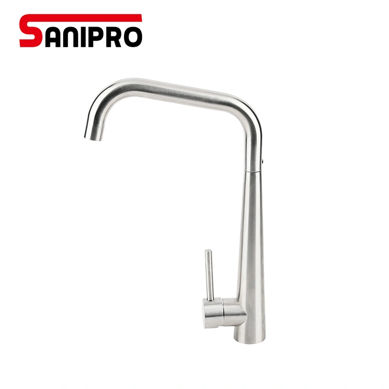 SANIPRO SUS304 kitchen faucet Stainless Steel Brushed Kitchen Faucet 360 Degree Swivel Modern Hot & Cold Mixer