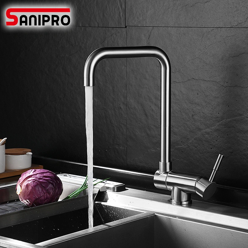 SANIPRO Stainless Steel Multifunctional SUS304 Kitchen Sink Faucet Mixer Foldable Rotating Kitchen mixer Hot Cold Water Tap