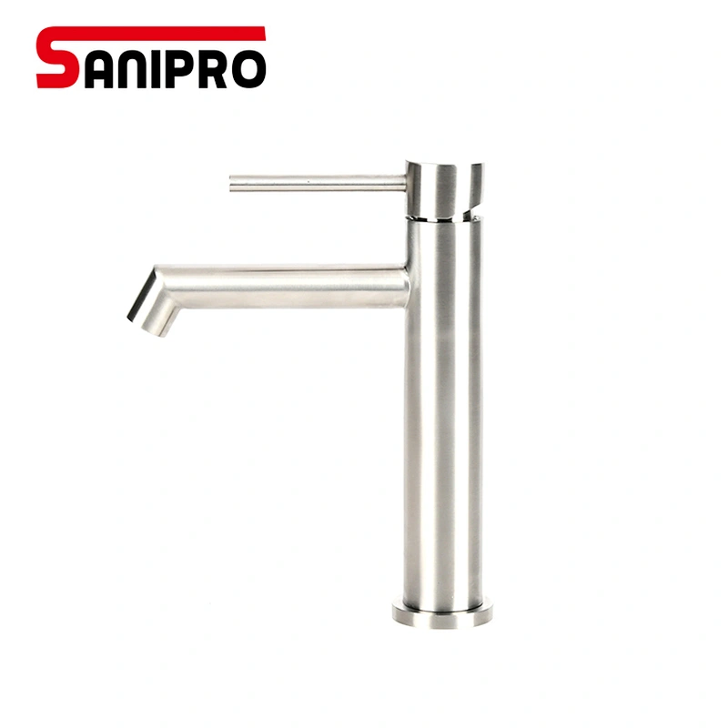 SANIPRO 25mm Cartridge New Square Faucet Stainless Steel Basin Mixer Bathroom Accessories Tap Bathroom Sink Basin Mixer Tap