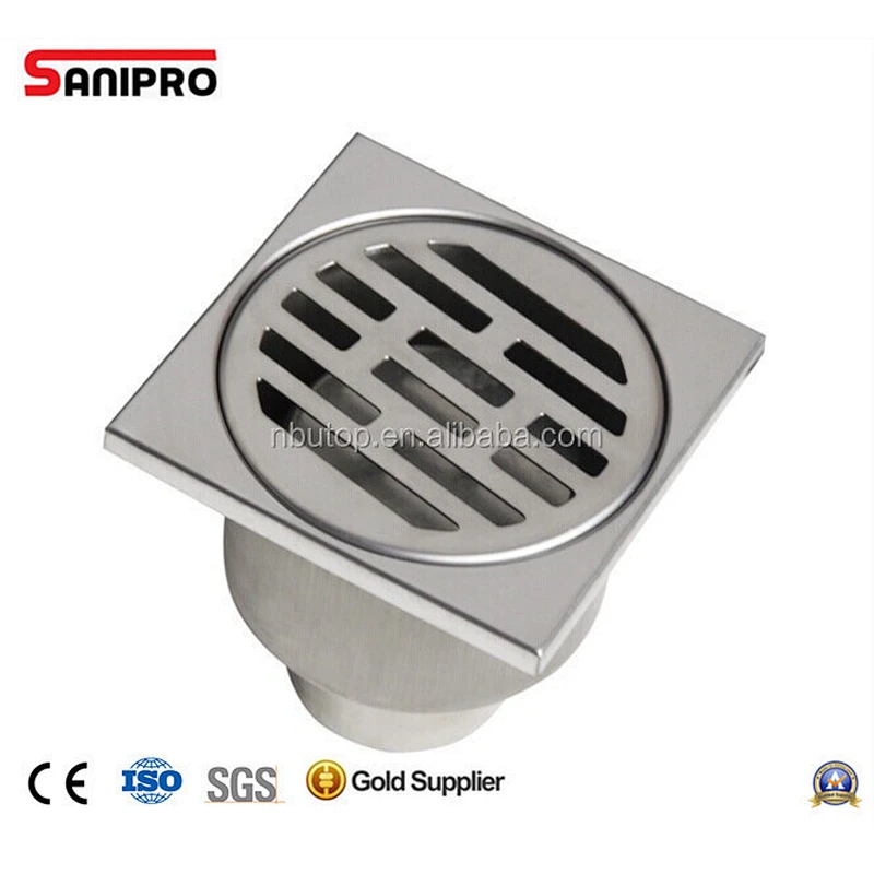 RUSSIAN STAINLESS STEEL VERTICAL OUTLET 10X10 BATHROOM SHOWER FLOOR DRAIN