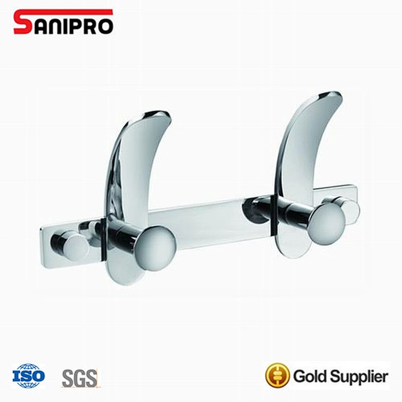 Decorative double brass clothes robe hooks