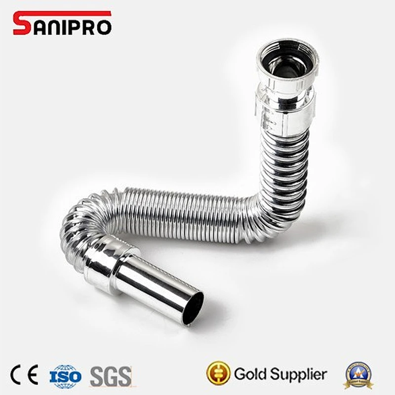 Plastic Flexible Water Double Sink Basin Drain Hose Metal Strainer Set