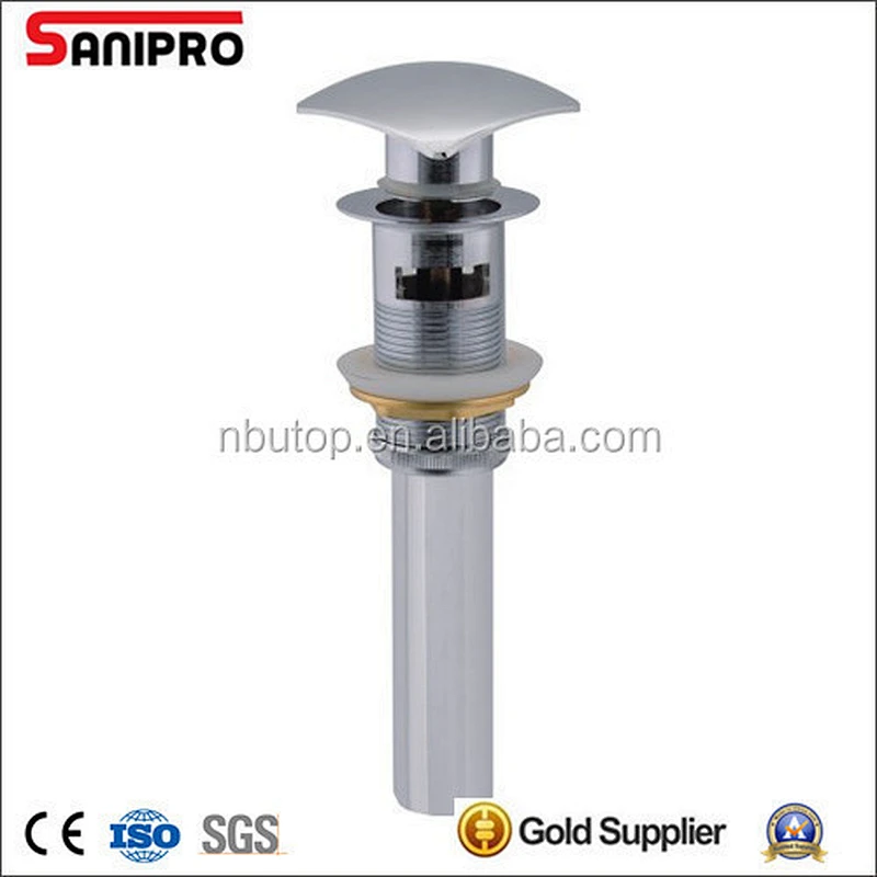 1 1/4'' Square cap wash basin drain with pipe chrome plated with overflow