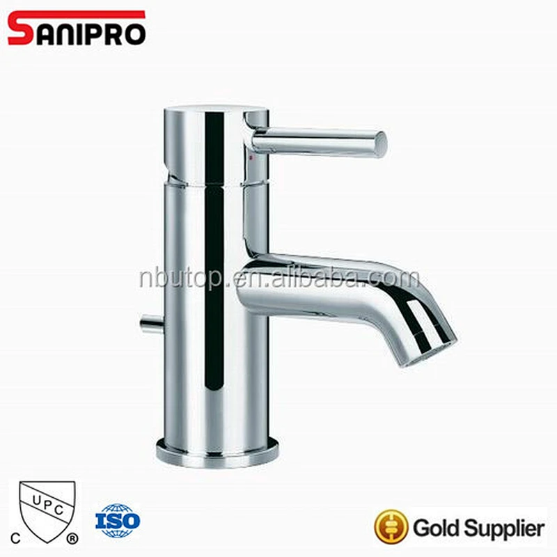 Sanipro most popular contemporary brass chrome plating single lever bathroom basin faucet UPC certificate