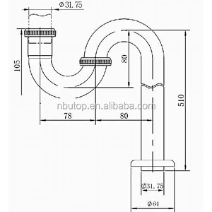 Stainless steel or brass bathroom siphon pipe trap for wash basin