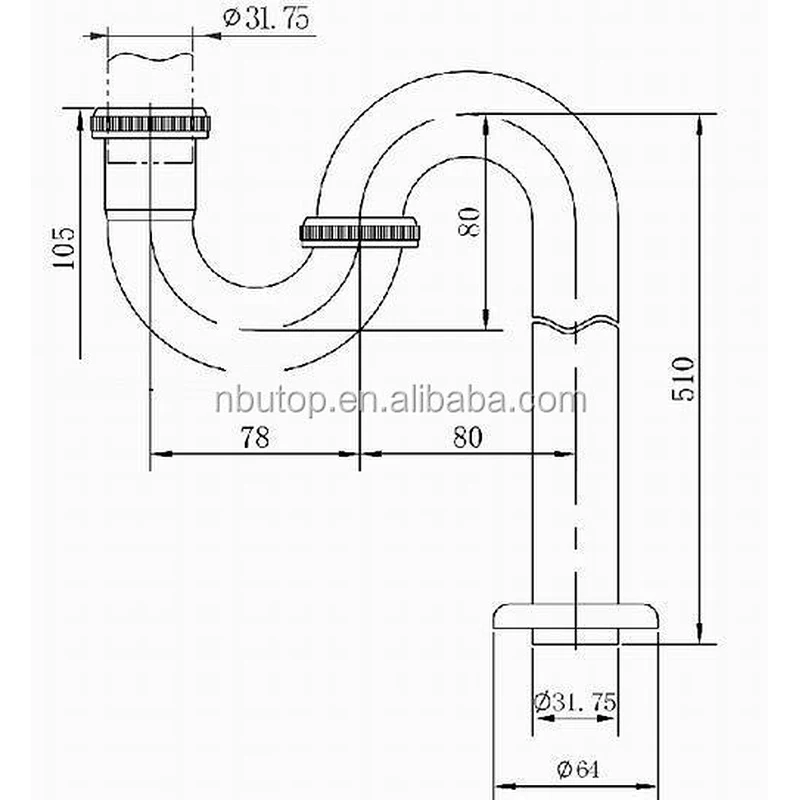 Stainless steel or brass bathroom siphon pipe trap for wash basin