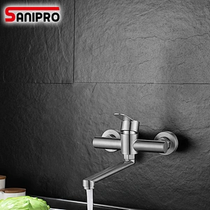 Sanipro Faucet Kitchen Sink Tap SUS304 Stainless Steel Brushed Nickel Water Taps Cold&Hot Mixer Taps