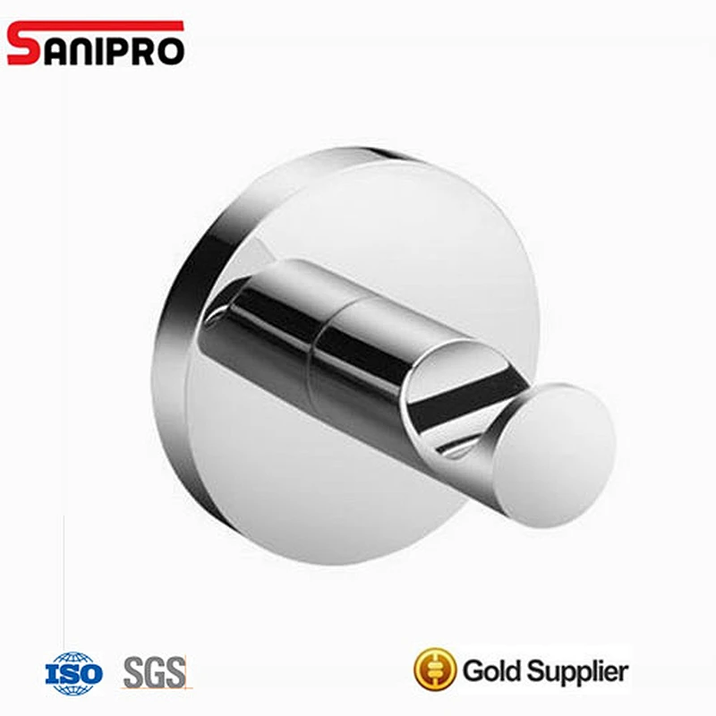 Metal brass hotel style towel hooks for bathrooms