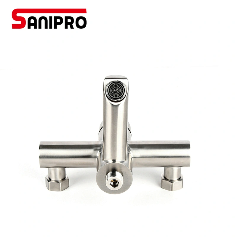 SANIPRO Bathtube Faucet Brushed Single Handle Hot And Cold Water Faucet Without Water Pipe Dual Water Outlet Tap
