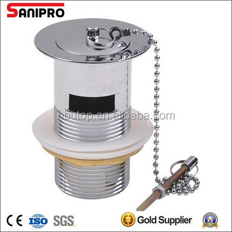 1 1/4'' Basin Waste Drain Slotted Including Metal Plug Ball Chain & Stay