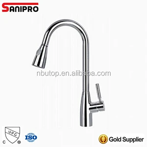 Sanipro bright shiny hot selling Single lever sink mixer with with pull out spout with UPC
