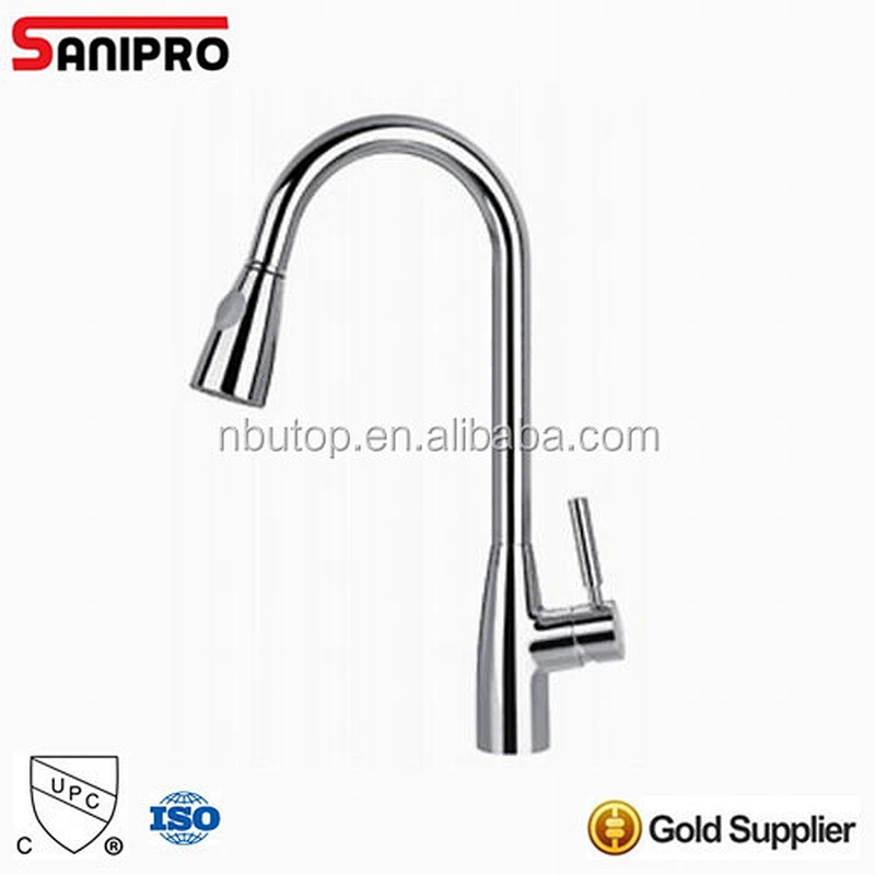 Sanipro bright shiny hot selling Single lever sink mixer with with pull out spout with UPC