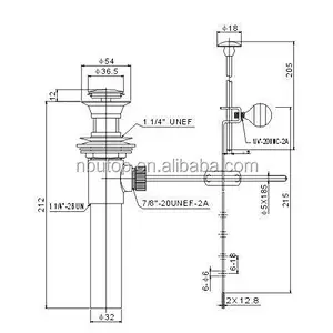 1 1/4'' Brass Pop-up lavatory UPC Drain BN complete assembly
