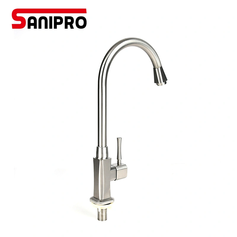 SANIPRO Stainless Steel Single Cold Kitchen Faucet SUS304 Kitchen Sink Water Handle Mixer Tap Kitchen Shower Faucet