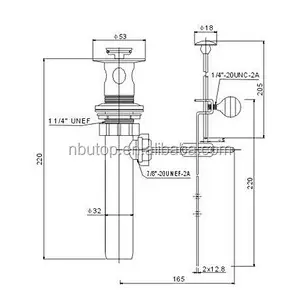 1 1/4'' Plastic Pop up lavatory Drain complete assembly CUPC