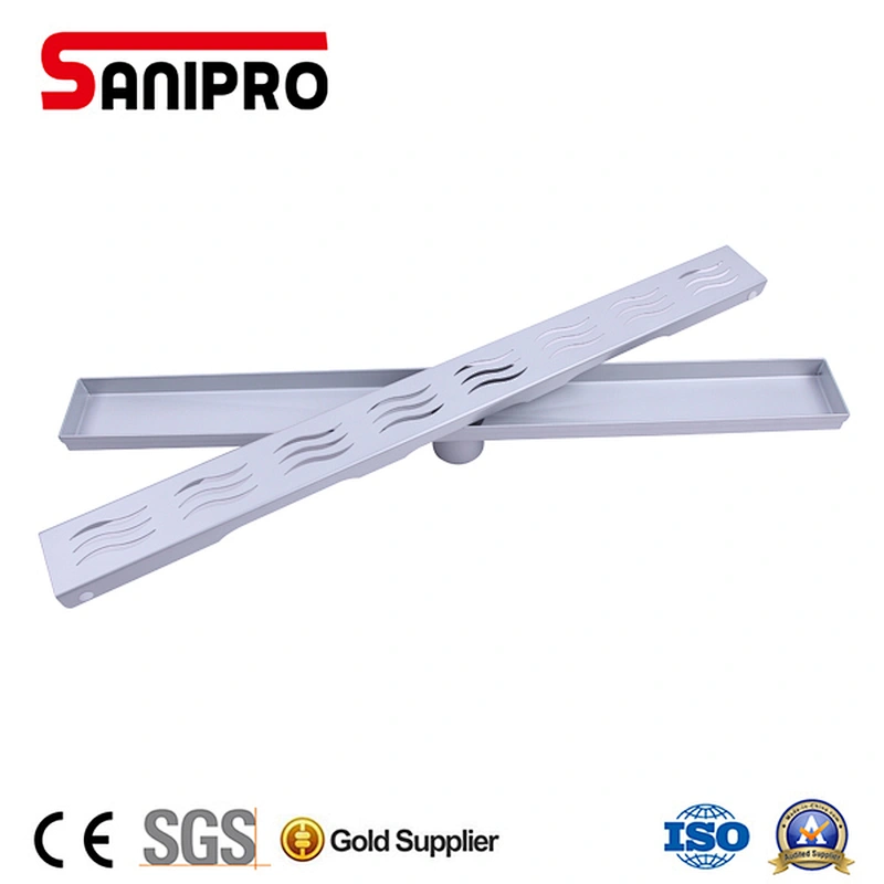 Sanipro stainless steel lightgray floor drain without flange with vertical outlet