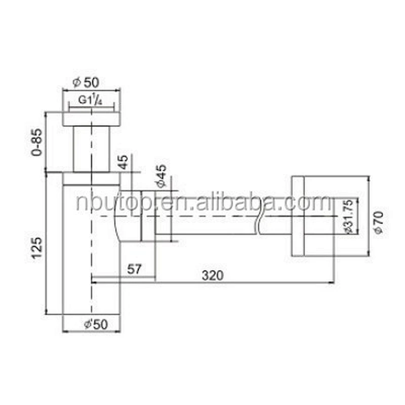 hot sale 1 1/4'' Brass Bottle Trap with round tube