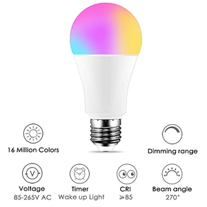 CAMPFIRE B22 E27 Dimmable Timer Function Rgbw/Ww/Cw 9W 15W Wifi Led Light Smart Bulb With Alexa/Google Home