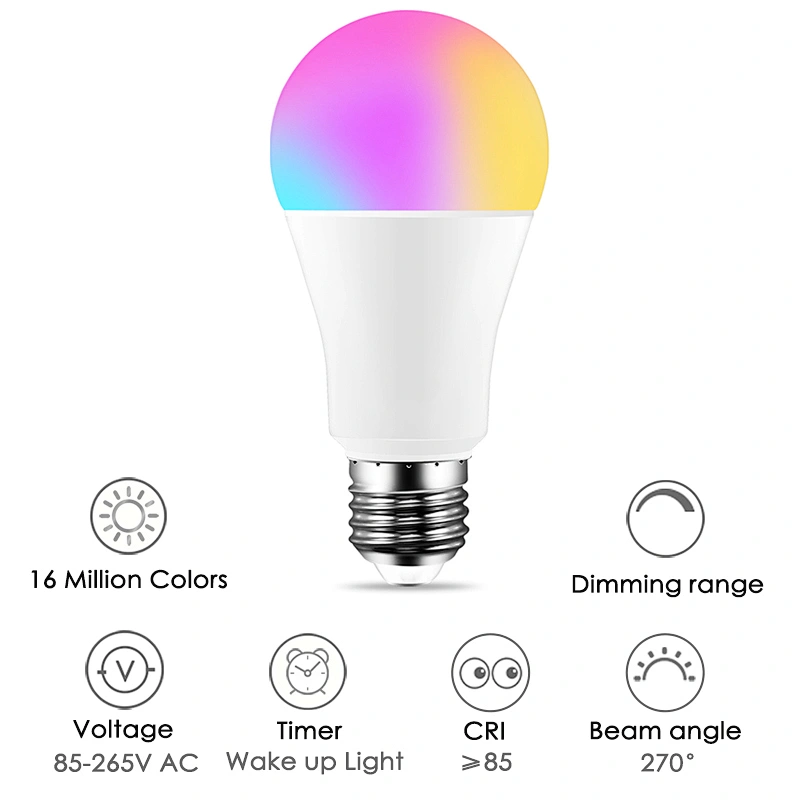 CAMPFIRE B22 E27 Dimmable Timer Function Rgbw/Ww/Cw 9W 15W Wifi Led Light Smart Bulb With Alexa/Google Home