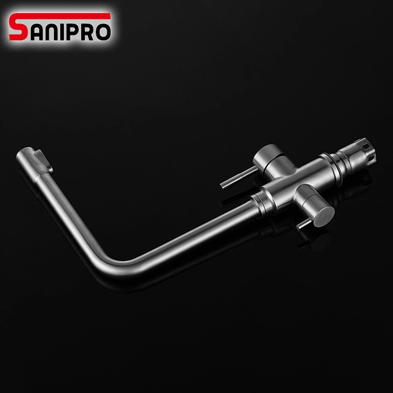 SANIPRO Purified Water Kitchen Faucet Pure Water Filter Deck Mounted Faucet Crane Dual Handles Hot Cold Water Mixer Taps