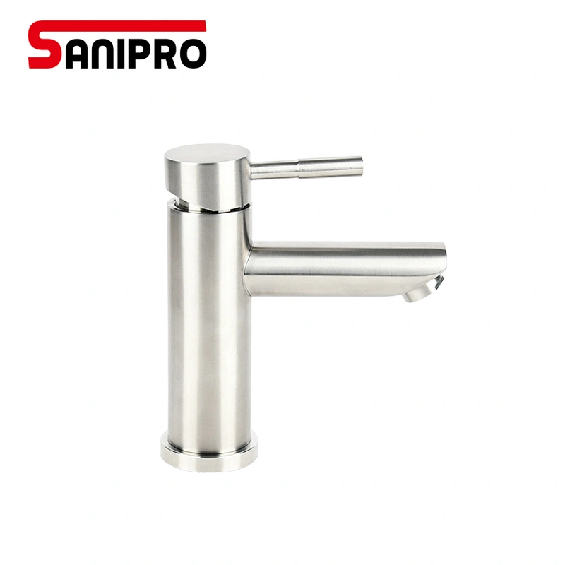 SANIPRO Basin Faucet Stainless Steel Faucet Bathroom Mixer Tap Single Hole Hot and Cold Water Classic Basin Faucets