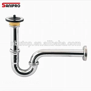 Sanipro stainless steel P-trap toilet siphon chrome plated with sink strainer