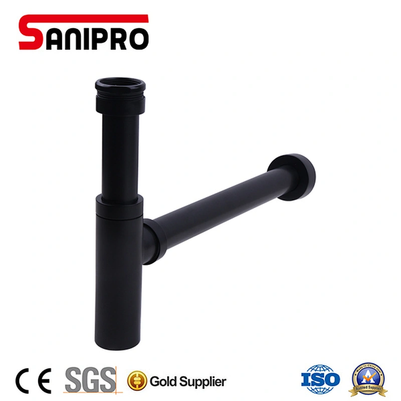 Sanipro black round wash basin drainer bottle trap