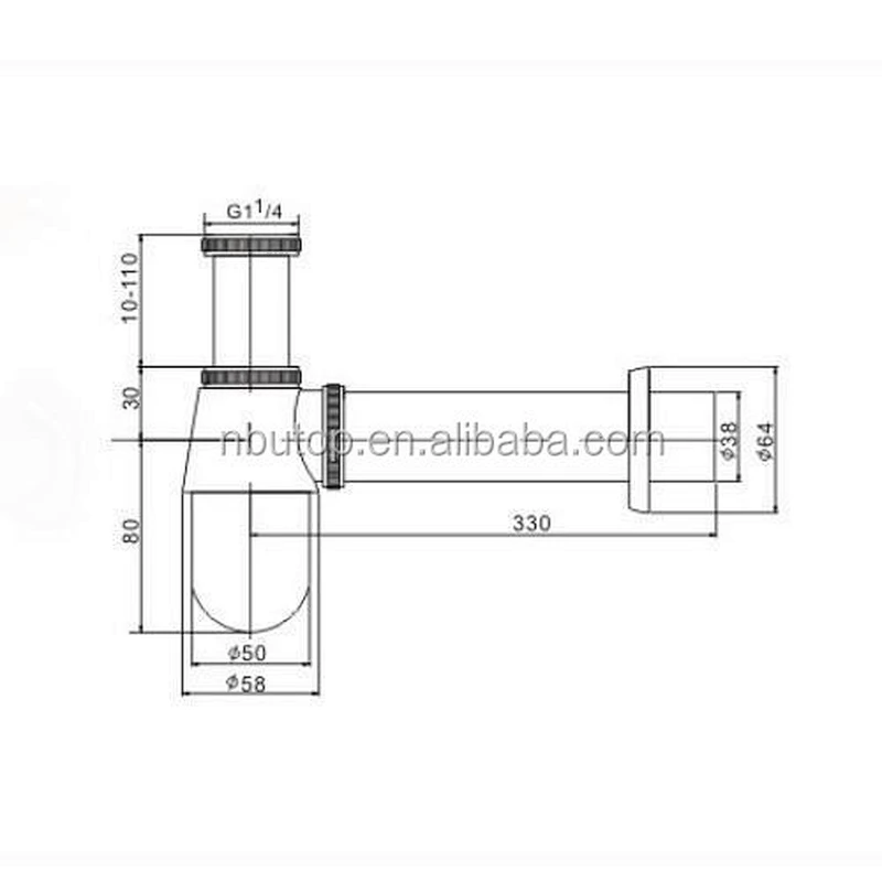 1 1/4'' Brass sink basin Siphon