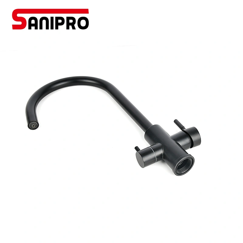 SANIPRO New Black Kitchen sink Faucet mixer 360 Degree Rotation Water Purification tap Dual Handle Water Faucet