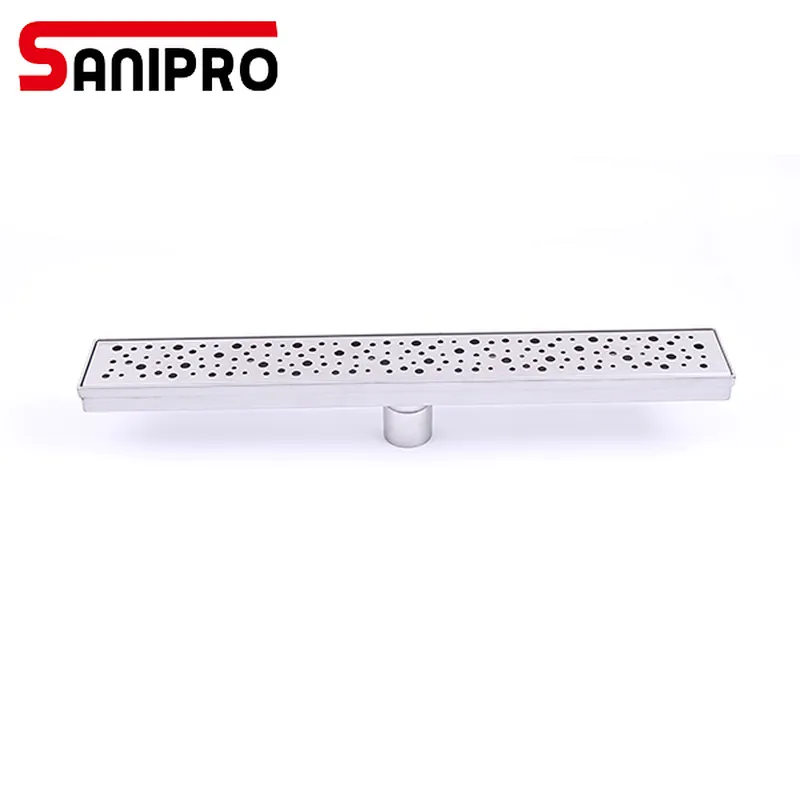 SANIPRO Vertical outlet linear drain 304 long stainless steel floor drain for bathtub