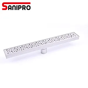 SANIPRO Vertical outlet linear drain 304 long stainless steel floor drain for bathtub