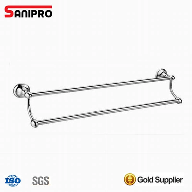 Bathroom Accessories Wall Mounted Chrome Double Towel Rail Bar