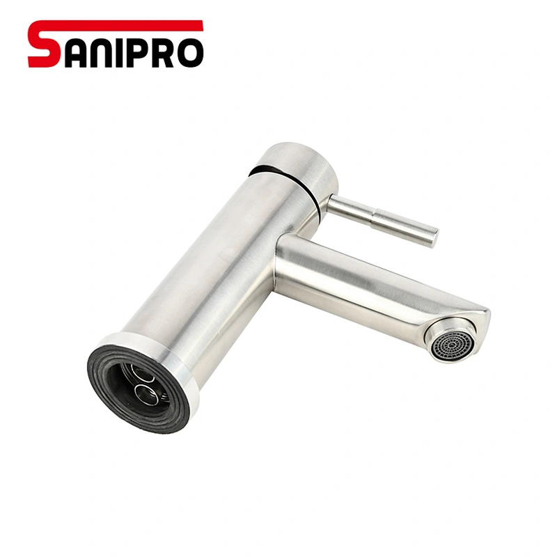 SANIPRO Basin Faucet Stainless Steel Faucet Bathroom Mixer Tap Single Hole Hot and Cold Water Classic Basin Faucets