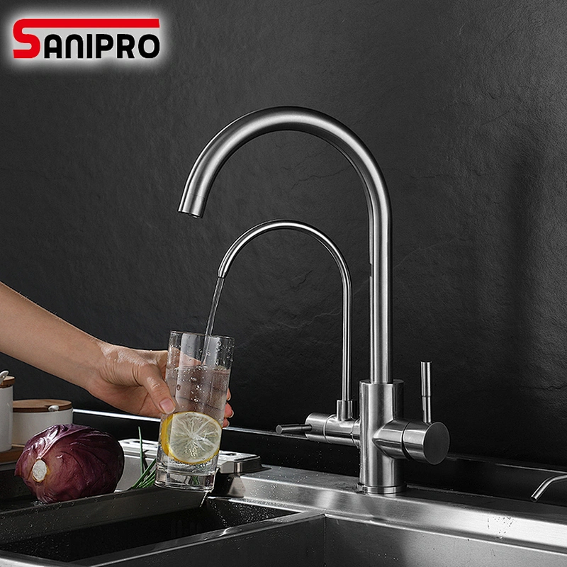 SANIPRO Kitchen Faucets SUS304 For Kitchen Purified Water Filter Tap Three Ways Sink Mixer 3 Way Kitchen Faucet