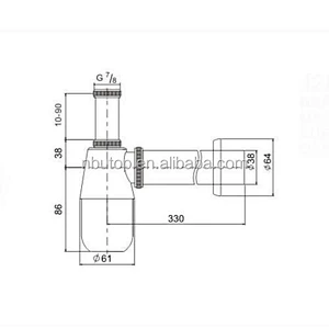 7/8'' Brass bottle trap for basin waste